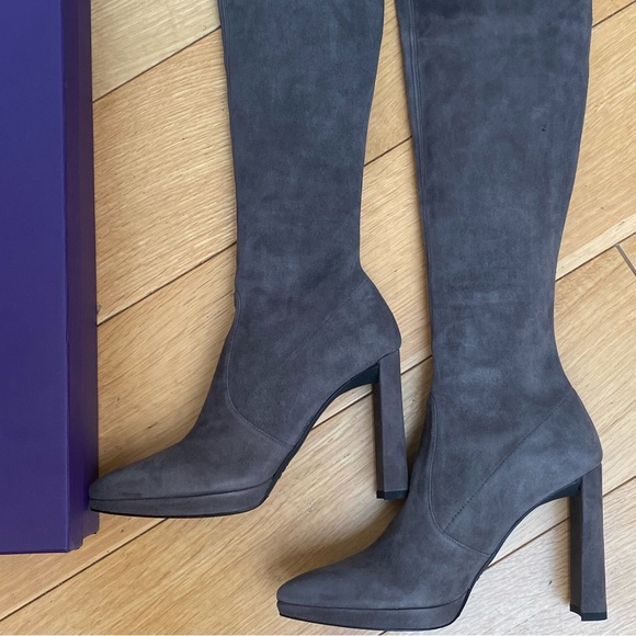 Grey Stuart Weiztman Suede Boots - Picture 4 of 5